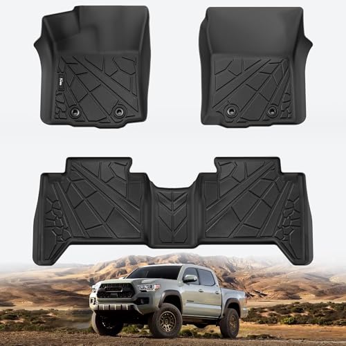 KARPAL Floor Mats Fit for Toyota Tacoma 2016-2023 Double Cab (Only Fit Automatic), Custom Fit All Weather TPE Floor Liners, 1st & 2nd Row Mat, Tacoma Accessories - style: 2016-2023 | For Toyota Tacoma Double Cab | 1st & 2nd Row