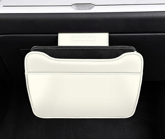 Car Leather Trash Can for Glove Box, Hanging Garbage Bin，Waterproof Foldable Stroage Organizer for Car, Multipurpose Interior Accessories for SUV Truck RV Camping (White Glove Box) - color: white Glove box