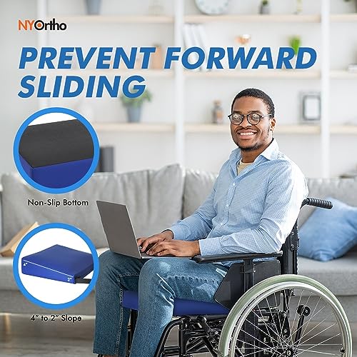 NYOrtho Wheelchair Wedge Seat Cushion - Wedge-Shaped Cushion for Wheelchairs, Office Chairs, Car Seats - Firm Foam with Quick Release Straps and Nonslip Bottom - Made in USA - color: Foam, size: 18 Width x 18 Depth