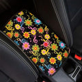 UNICEU Neoprene Car Center Console Armrest Cover, Colorful Cute Flowers Music Notes Print Soft Non Slip Auto Interior Armrest Box Pad Cover, Universal - color: Cute Flowers Music Notes