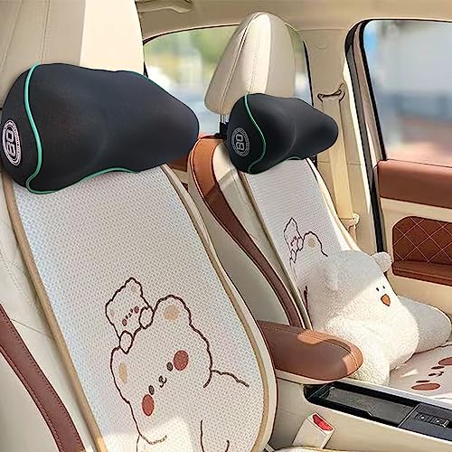 Really Soft Car Headrest Pillow, Car Pillow for Driving with Adjustable Strap, 100% Memory Foam Neck Pillow, Breathable Removable Cover & Ergonomic Design - Travel Car Neck Pillow(Lightblue Side Rope) - color: Blue