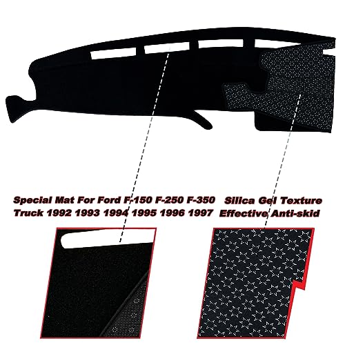 Dash Mat Cover Interior Dashboard Protector pad Compatible with Ford F150 F250 F350 Truck 1992 1993 1994 1995 1996 1997 Dashboard Cover Pad Carpet Protector