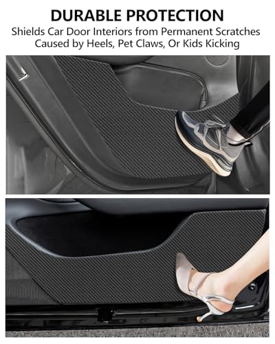 for Tesla Car Door Protector Model Y Juniper Accessories 2025-2026 Carbon Fiber Texture Door Side Protector Anti-Dirty Kick Mat Waterproof Dust Resistant Protector Cover Leather Pad 4PCS - size: Model Y Juniper Car Door Protector (Style 2)