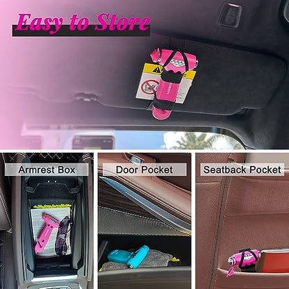 SINSEN Car Safety Hammer, Automotive Window Breaker and Seatbelt Cutter for Women, Roadside Emergency Kit, 3 in 1 Escape Tools, Road Trip Essential and Must Haves (2, Pink) - color: Pink & Blue, size: 2