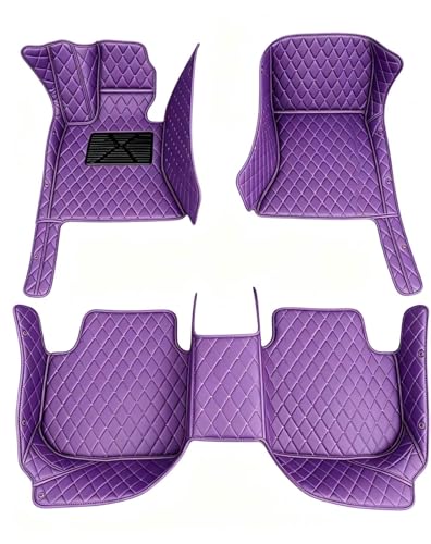 Custom Making Car Floor Mats Waterproof Anti-Slip Faux Leather Protection Floor. Auto Foot Pad Set Automobile Interior Carpet Accessories for SUV and Trucks (Purple) - color: Purple