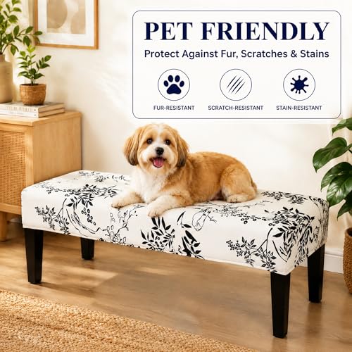 FUANGUI Floral Bench Cover,Stretch Dining Bench Cover for bedrooms, Living Rooms, Kitchens, Protector Chair Bench Piano Bench Seat Covers Stool Slipcover Removable, Washable - 01 - color: 01