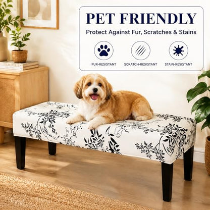 FUANGUI Floral Bench Cover,Stretch Dining Bench Cover for bedrooms, Living Rooms, Kitchens, Protector Chair Bench Piano Bench Seat Covers Stool Slipcover Removable, Washable - 01 - color: 01