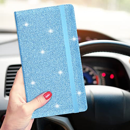 Wisdompro Car Document Holder Organiser, PU Leather Vehicle Insurance and Registration Holders Wallet Case for ID Card, Driving Licence, Key Contact Information Cards - color: Glitter Light Blue