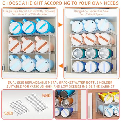 Yieach Larger Compartments Stackable Water Bottle Organizer for 40 oz Stanley Cup Holder,Yeti and Other Tumbler Organizer,4 Tier Wine Rack and Waterbottle Storage Rack for Kitchen Cabinets,Countertop - size: 4 Tier Hold 12 Bottle