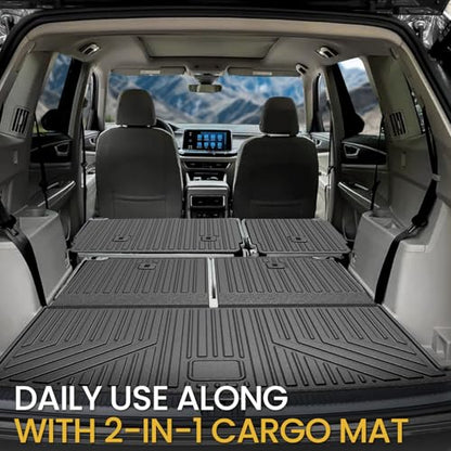 Kick Mats Backrest Mats for 2018-2025 2026 Volkswagen VW Atlas Bench Seat Car Mat Accessories(Not Fit Cross Sport), All Weather TPE Protector SEL SE Peak Edition(2nd Row Kick Mats 7 Seats)