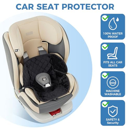 2 Pack Waterproof Piddle Pads, Potty Training Car Seat Protector & Reusable Liner – Non-Slip, Leak-Proof Cover for Car Seats, Strollers, High Chairs, Machine Washable (Black)