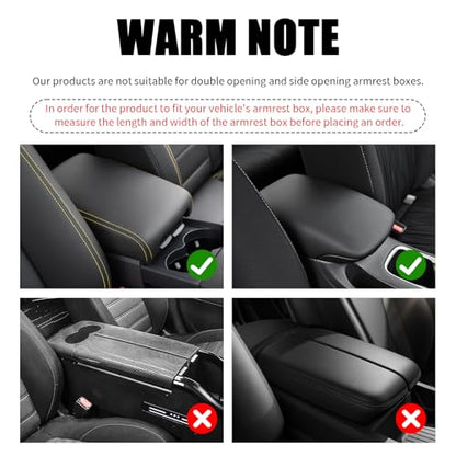 5-in-1 Car Center Console Cover,Leather Car Armrest Cover with Cup Holder/Storage Pocket/Phone Holder/Cars Tissue Holders,Thickened Cars Armrest Storage Box for Relieving Elbow Fatigue (Black) - color: Black