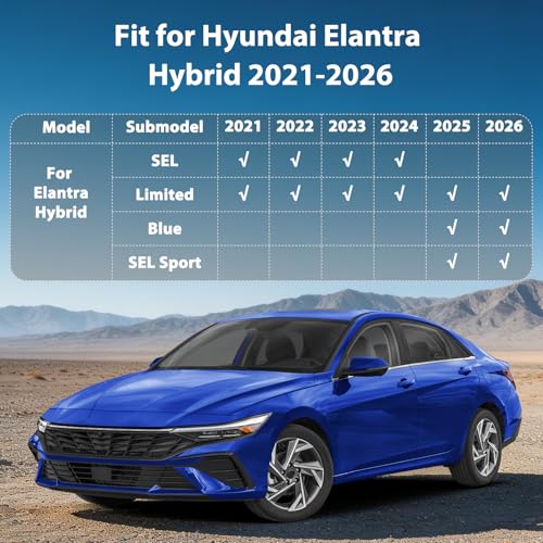 Floor Mats for Hyundai Elantra Hybrid 2021-2025 All Weather Protection TPE Anti-Slip Automotive Full Set Custom Fit Car Mats Accessories Floor Mats & Cargo Liner - style: 4) For Hyundai Elantra Hybrid | 2021-2026 | Combo Set