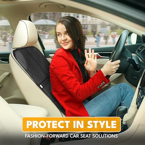 EcoNour Car Seat Protector 2 Pack, 600D Waterproof Fabric with Thick Padding, Non-Slip Backing, Seat Cover Mat for Baby Car Seat & Pets, Guards Against Spills, Stains & Scratches - size: 2-Pack