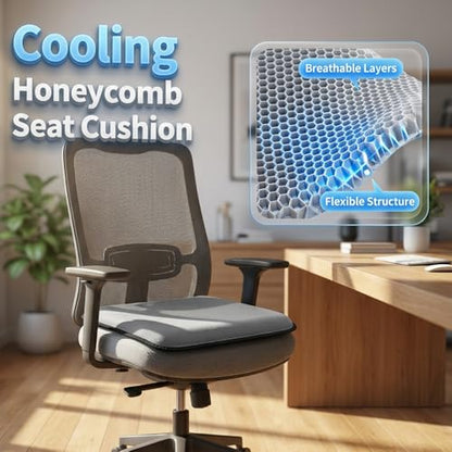 Gel Seat Cushion for Long Sitting, Cooling Seat Cushion, Breathable Honeycomb Design Absorbs Pressure Points Chair Pad for Office Chair, Wheelchair, Car & Truck (1)