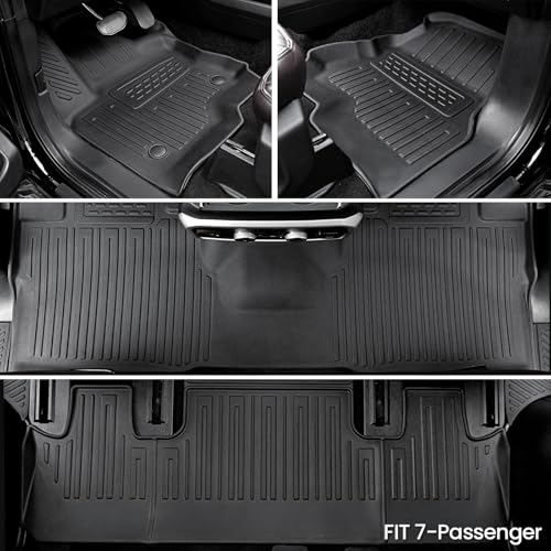 Floor Mats Cargo Mat for 2018-2024 Ford Expedition 7 Seats Captain Chairs(Not for Max Model), All Weather TPE Cargo Liner Backrest Mats Door Sill Protectors Car Accessories (Floor Mats Set)