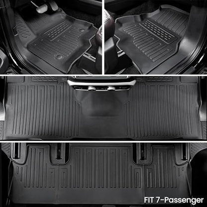 Floor Mats Cargo Mat for 2018-2024 Ford Expedition 7 Seats Captain Chairs(Not for Max Model), All Weather TPE Cargo Liner Backrest Mats Door Sill Protectors Car Accessories (Floor Mats Set)