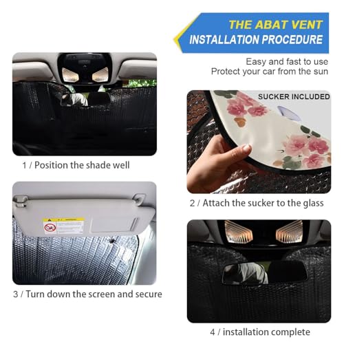 Sun Shade for Car Windshield Beige Background Floral Rose Foldable Sun Shield Heat and UV Protection Automotive Interior Protection - color: Rose
