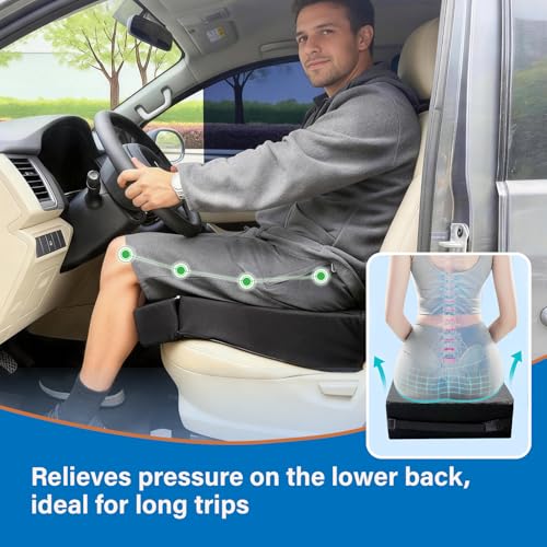 Car Seat Cushion High Density Foam Wedge Car Seat Cushions with Removable Extension pad for Short People to Improve Driving View for Long Driving Travel Washable Cover