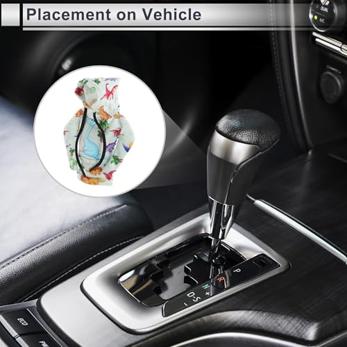 1 Pc Universal Gear Shift Knob Cover Automotive Manual Stick Shifting Handle Protector Dinosaur Hoodie Style Purple,Blue,Orange,Pink Polyester