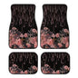 Pink Flower Black Automotive Floor Mats Front and Rear Car Mat Carpet Set 4 Pcs Fit for SUV,Vans,sedans,Trucks - color: Pink Flower Black