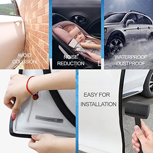 Car Door Edge Guards Black, 32.8Ft(10M) Car Door Edge Protector Rubber U Shape Edge Trim Universal Fit for Jeep Trucks Offroad SUV All Vehicles with Rubber Mallet(Black 32.8FT)