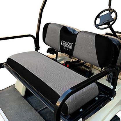 10L0L Golf Cart Seat Covers, Super Comfort Cooler Than Vinyl Seat Cover, Front and Rear Seat Cover for Yamaha EZGO Club Car, No Drilling Breathable Mesh Bench Seat Blanket, Machine Washable - color: Dark Gray + Black, style: Rear Seat - Universal for Yama