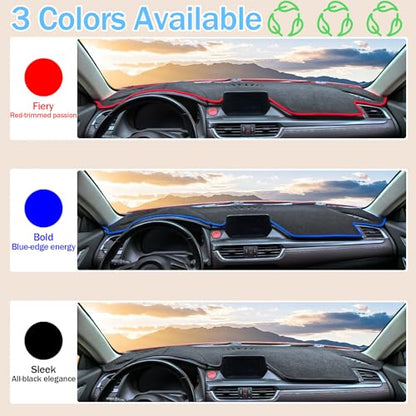 Dashboard Mat - Premium Polyester Fiber, Non-Slip Heat Resistant Dash Cover Protector (Compatible with Chevrolet Sail 3 Nueva Sail 2015-2019, Black+Blue Edge) - color: Black+Blue Edge