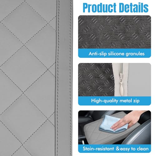 Hovom Car Center Console Armrest Pillow, 12.6"×7.87"×1.97" Leather Arm Rest Cover for Cars, Soft Comfortable Auto Armrest Cushion Pad, Vehicle Middle Console Cover, Car Accessories (Gray)