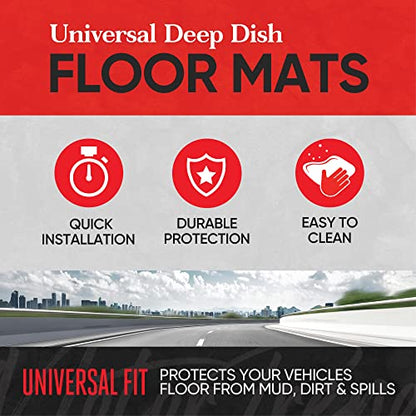 Motor Trend 943-BG FlexTough Defender Car Floor Mats -Next Generation Deep Dish Heavy Duty Contour Liners for Car SUV Truck & Van-All Weather Protection, Trim to Fit Most Vehicles Beige - color: Beige, style: FlexTough NextGen