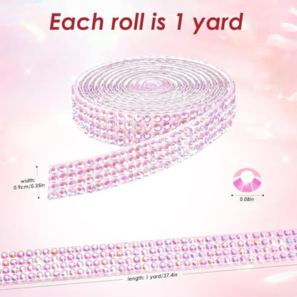 Rhinestone Ribbon Self Adhesive Crystal Rhinestones, 16-Rolls Bedazzling Strips, 16-Yard Rhinestone Strips for DIY Craft, Rhinestones for Crafting - color: 4 Rows 16 Colors-4