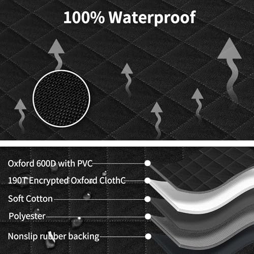 Back Seat Pet Cover for Dogs with Mesh Window - Tesla Model 3, SUV, Sedan, 600D Waterproof Heavy Durable Hammock, Scratch Proof Nonslip with Seatbelt, Dog Car Seat Cover for Back Seat