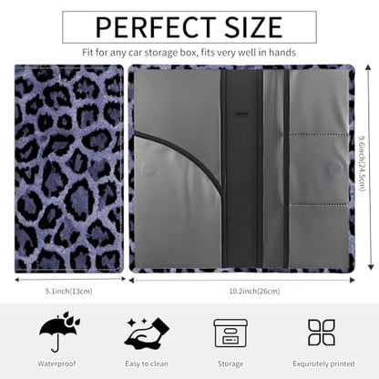 Premium Car Registration and Insurance Card Holder, Cute PU Leather Car Document Holder, Vehicle Glove Box Car Organizer with Magnetic Closure for Driver License, Cards Cool Leopard - color: Cool Leopard