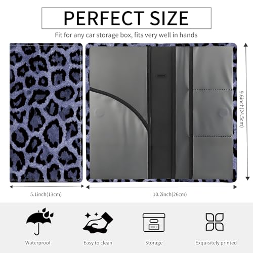 Premium Car Registration and Insurance Card Holder, Cute PU Leather Car Document Holder, Vehicle Glove Box Car Organizer with Magnetic Closure for Driver License, Cards Cool Leopard - color: Cool Leopard