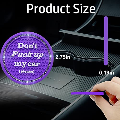 Car Cup Coasters 2 Pack - Bling Interior Accessories, Universal Cup Holder Inserts for SUV/Truck (Purple, 2PC) - color: Purple-2pc