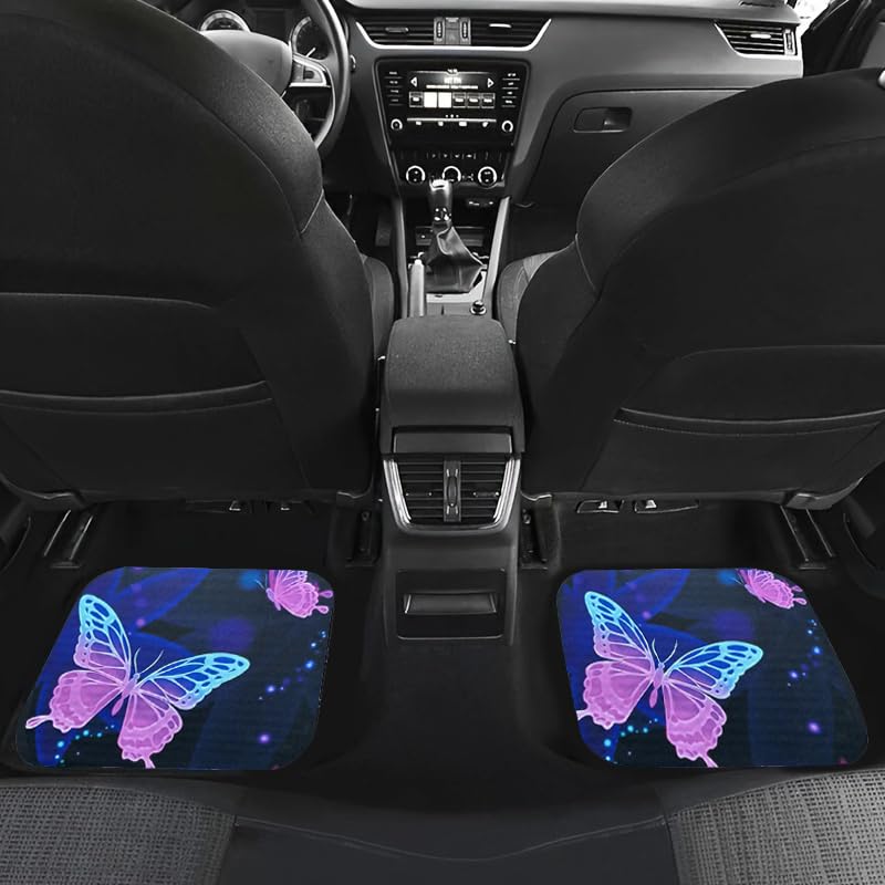 Car Floor Mats 4-Piece Full Set, Butterfly Print Black Carpet with Vinyl Heel Pad, Universal Fit All-Season Floor Mats for Cars, SUVs, Sedans, Trucks and Vans,Non-Slip Waterproof - style: Butterfly Style 2