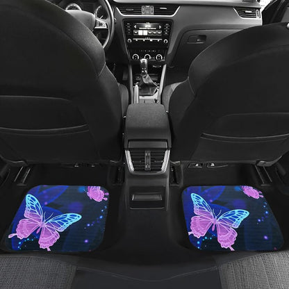 Car Floor Mats 4-Piece Full Set, Butterfly Print Black Carpet with Vinyl Heel Pad, Universal Fit All-Season Floor Mats for Cars, SUVs, Sedans, Trucks and Vans,Non-Slip Waterproof - style: Butterfly Style 2