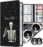 Slohif Car Registration and Insurance Holder - Skeleton Vehicle Glove Box Organizer Women with Magnetic Shut Leather Automobile License Holders Coasters Auto Accessories Case for Document - color: Skeleton