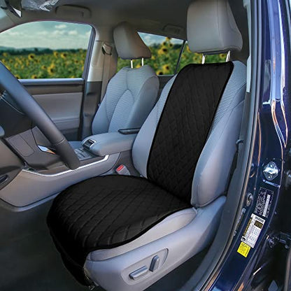 FH Group Car Seat Cushion – Neosupreme Single Front Seat Cover with Front Pockets, Airbag Compatible, Universal Fit Car Seat Cushion for Driver or Passenger Seat, SUV, Truck, Sedan & Van – Black - color: Black, style: Front