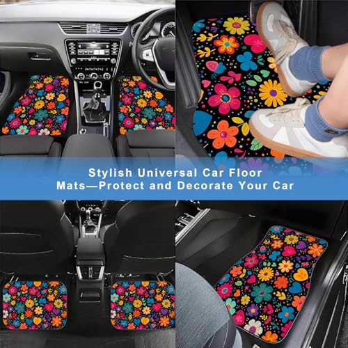 Automotive Floor Mats 5 Pcs, Universal Car Floor Mats,Floral Car Mats, Flower Car Accessory for SUVs/Sedan/Wagons, Durable Protective Mat, Trunk Liner for Families/Travel Enthusiasts - style: Bundle11