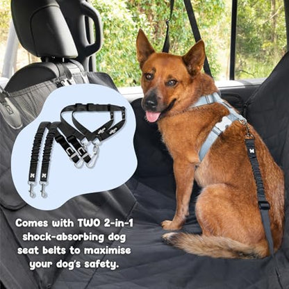 Dog Car Seat Cover for Back Seat, 4-in-1 Dog Hammock for Car, Waterproof 600D Pet Seat Cover Backseat Protector with Mesh Window, Nonslip Dog Back Seat Cover for Cars, SUVs & Trucks