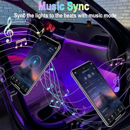 Car Interior Lights, 5V LED Strip Lights with USB Adapter, Ambient Car Lighting Kit, App & Remote Control Music Sync Color Change Strip Lights for SUVs & Trucks (48LED Beads) - color: USB Adapter(48LED Beads)