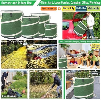 46-Gallon Collapsible Trash Can (22x28 in) Hard-Shell Bottom Yard Garden Bag,Big Leaf Bag,Yard Waste Bag,Debris Container,Pop-Up Recycling Bin,Camping Waste Bin,Laundry Hamper,Lawn Grass,Weeds Barrel - style: 46 Gallon Bag with Gardening Gloves