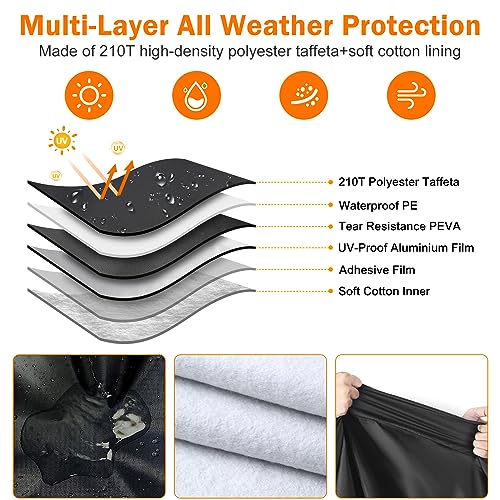 Waterproof 11-12 FT Hammock Cover, 210T Sun Rain UV Dust Snow Protection Outdoor Hammock Covers with Windproof Straps & Soft Cotton Lining for 11-12ft Stand - color: 11ft Hammock Cover-black