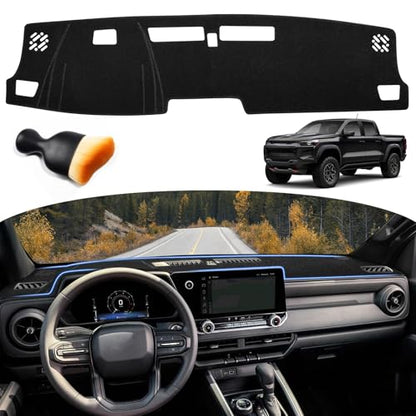 Dash Cover for Chevy Chevrolet Colorado/GMC Canyon 2023-2025 2026 Dashboard Cover Mat Non-Slip Center Console Protector Mat Sunshade(Black Trim) - color: Black