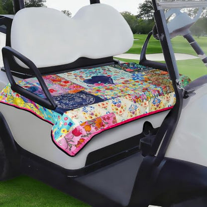 Golf Cart Seat Covers, Universal Golf Cart Seat Towel Blanket for Yamaha, EZGO, Club Car, Icon and More 2-Seat Carts, 100% Microfiber Keeps Seat Comfortable and Clean - color: quilt