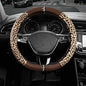 Road Comforts Leopard Steering Wheel Cover for Women, Cute Anti-Slip Microfiber Leather, Fits D Shape Flat Bottom Steering Wheel 14.5-15 Inch - Brown - color: D Shape-Brown