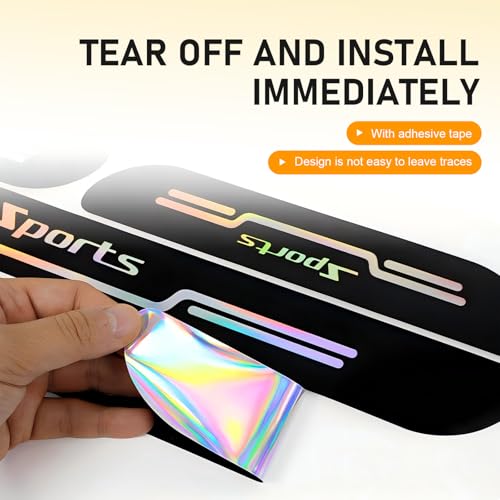 5 PCS Car Door Sill Protector, Anti-Scratch Rear Trunk Bumper Strip, Laser Car Door Edge Guards, Waterproof Threshold Trim Stickers, Universal for Cars Trucks SUVs (Black)