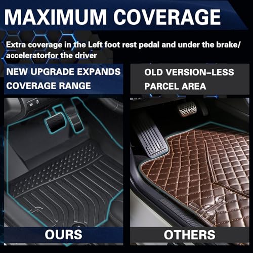 All Weather Rubber Floor Mats Compatible with 2013-2019 Ford Escape & 2013-2018 C-Max, 3Pcs Car Automotive Floor Mats & Cargo Liners Black