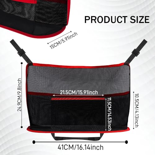 Car Net Pocket Handbag Holder, Organizer Storage Between Front Seats, Large Capacity Auto Seat Back Mesh Pocket Organizer, Car Handbag Holder Between Seats Universal for Most Vehicles (Red)